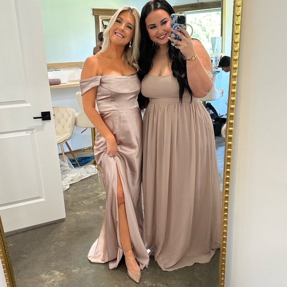 Birdy Grey Silk Pink Dress- Bridesmaid Dress Taupe Small Never worn - Picture 1 of 3